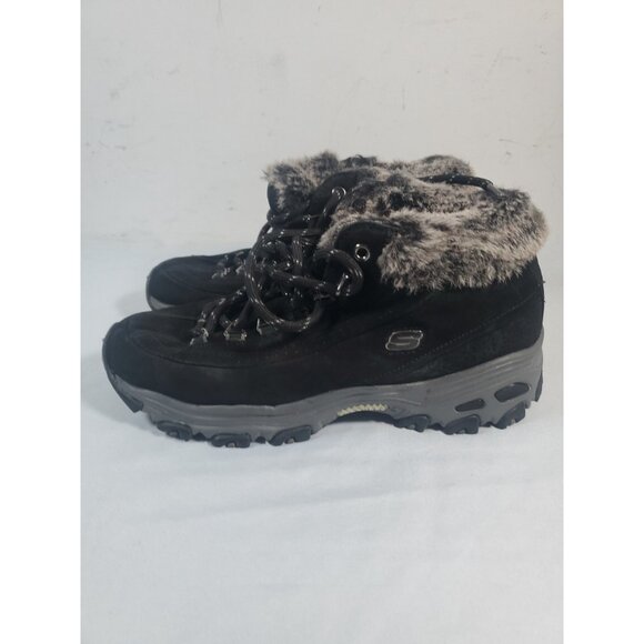 SKECHERS Winter Snow Boot Women 7.5 Brown Leather Faux Fur Lined Lace Up - Picture 10 of 16